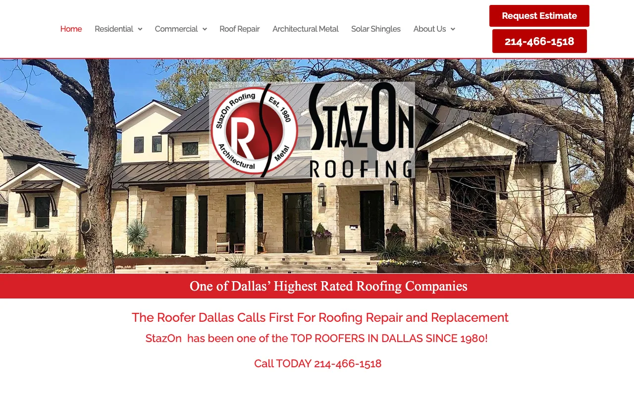 Stazon Roofing website before refresh